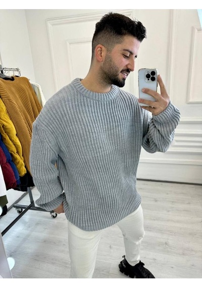 Elku Moda Elkumoda Oversize Kazak Bol Kesim Salaş Triko Kazak-KAZAK2873
