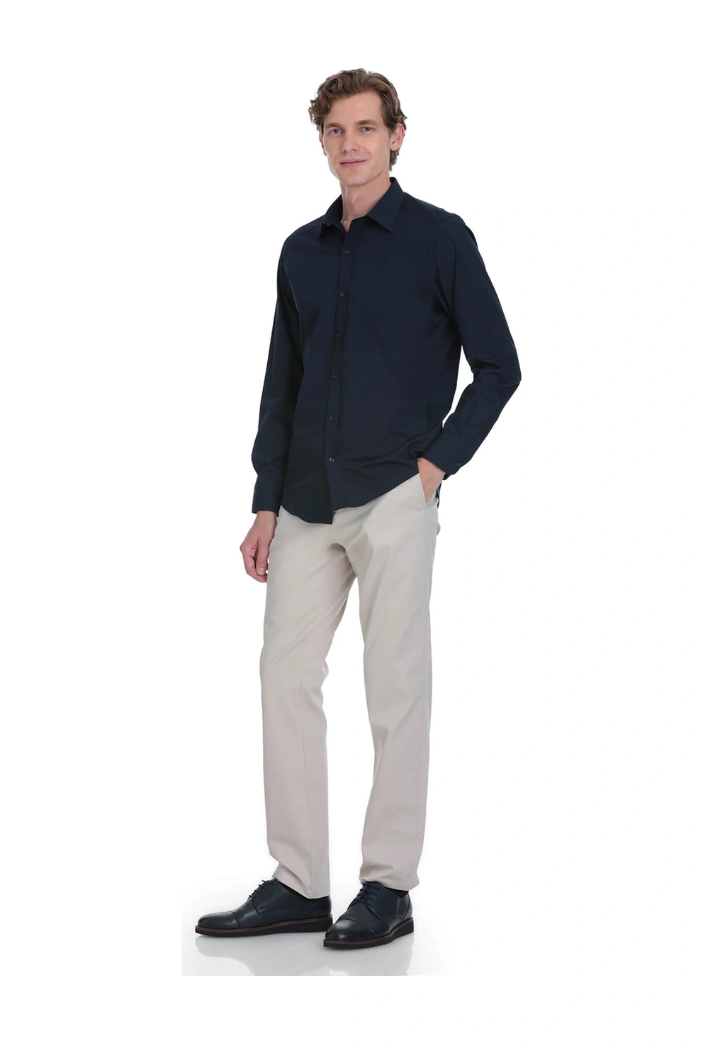 Hatemoğlu Lacivert Slim Fit Slim Yaka Pamuklu Uzun Kollu Gömlek 4112002 Hatemoğlu Lacivert Slim Fit Slim Yaka Pamuklu Uzun Kollu Gömlek 4112002