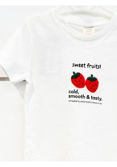 Cantoy Kız Çocuk Pamuklu Punch İşlemeli T-shirt-15119 Beyaz