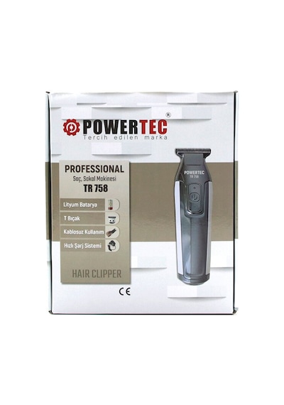 Powertec Tr-758 Saç Sakal Ense Çizim Traş Makine T Bıçak Hız Ayarı Şarj Gösterge Hızlı Fiş Şarj