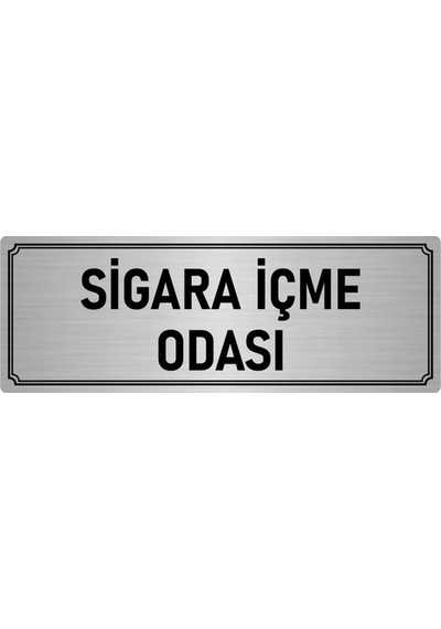 Metal Yönlendirme Levhası, Departman Kapı İsimliği Sigara İçme Odası 7x20 cm Gümüş Renk