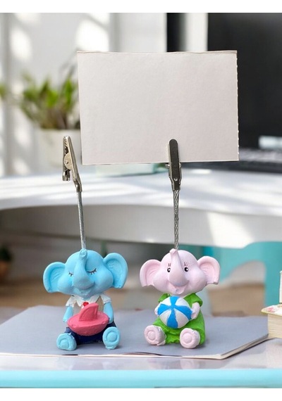 Minik Tatlı Kawaii Yavru Tatilci Filler Fotoğraf Not Tutacağı Ofis Masası Hediye Tutucu Tutacakti Mavi Pembe