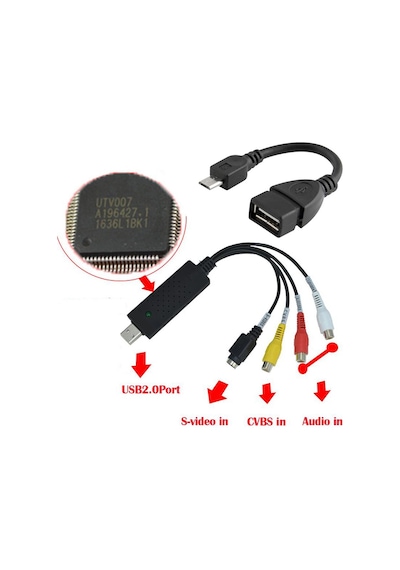 Android Utv007 Chip Video Dvr+Otg Micro Usb Kablolu Capture Kartı