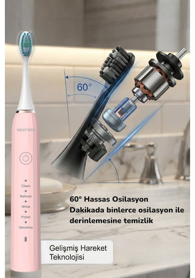 Şarjlı Sonik Diş Fırçası, Şarjlı Pembe Diş Fırçası