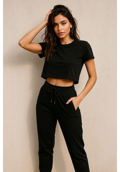 Kadın Standart Fit İnce Eşofman Altı Bel Paça Lastikli Basic Düz Uzun Boy Pantolon Çok Renkli