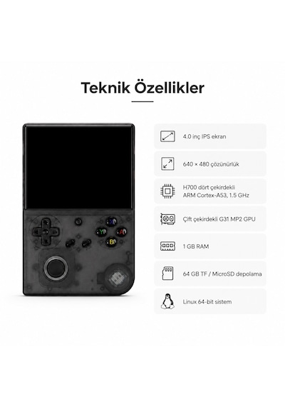 Rg 40xxv Taşınabilir El Oyun Konsolu, 4.0 İnç Ips Ekran, Retro Game Boy Psp Oyun Konsolu