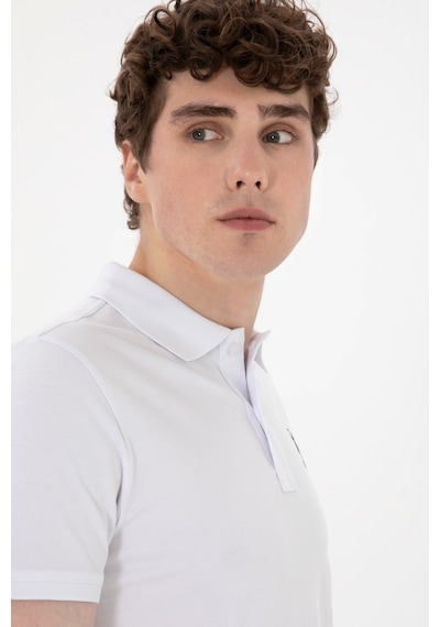 U.S. Polo Assn. Erkek Slim Fit Polo Yaka Beyaz Basic Tişört 50298011-VR013