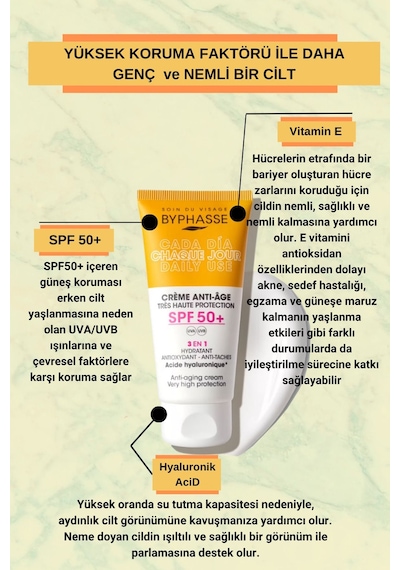 Byphasse  3'ü 1 Arada Renkli Güneş Kremi SPF50+ 50 ML