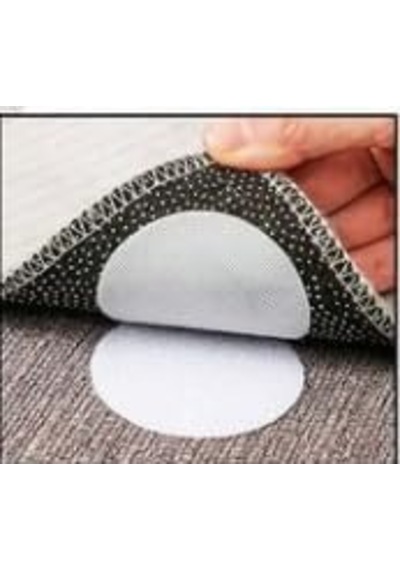 Yuvarlak Halı Kaydırmaz Keçe Pedi, Siyah, Çap 5 Cm, Cırtlı Ve Yapışkanlı, Çok Amaçlı, 10 Adet
