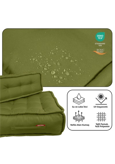 Xpermate Duoflex Sırtlı Minder İskandinav 80x80x30 Yeşil