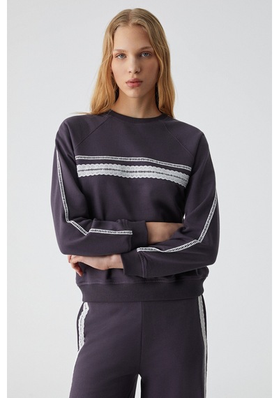 ETHIQUET JINX Kadın %100 Pamuk Kapüşonlu Fermuarlı Mor Sweatshirt