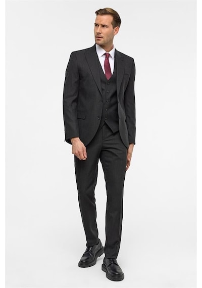Süvari Gri Slim Sivri Yaka 6 Drop Yelekli Takım Elbise Tk1001100182-s05 Gri