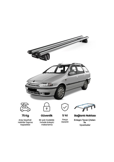 Pençe Fiat Palio 1996-2007 Uyumlu Gri Ara Atkı 109cm Port Bagaj Tavan Barı