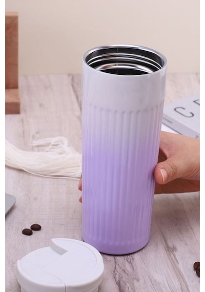 304 L Çelik 0,5 L Mor Beyaz Degrade El Termos Mug Cin917mr Mor