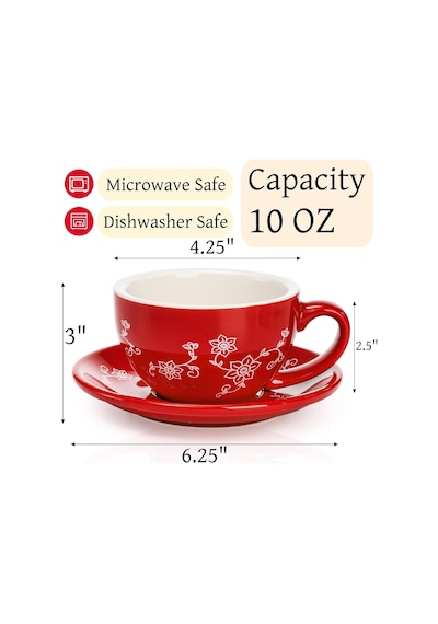 Tr 2'li Paket Kahve Fincanı Ve Tabağı, 10 Oz Seramik Çiçek Motifli Latte Kupa Tabağı Seti, Vintage Sanat Çay Bar Diğer