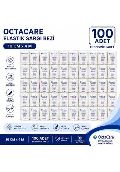 Octacare Elastik Sargı Bezi 10cm 4m 100 Adet