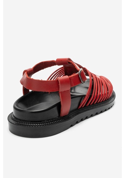 Luvi Shoes Thames Kırmızı Hakiki Deri Kadın Sandalet