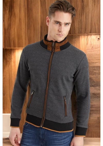 1021 Dewberry Erkek Sweatshırt-açık Diagonal Antrasit Açık Diagonal Antrasit