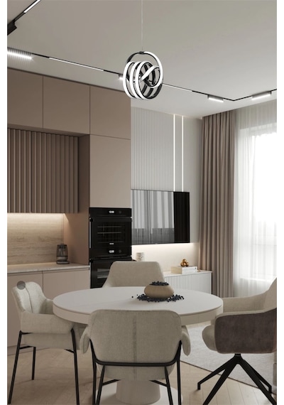 Ey Shop Siyah İmza Model 3 Renk Led Beyaz&sarı&günışığı Avize Siyah