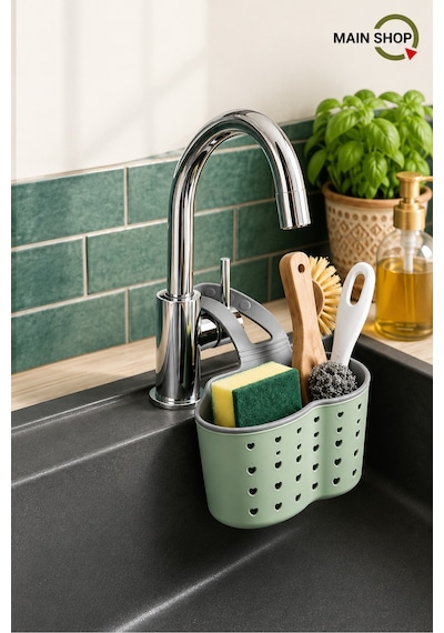 Mainshop 1 Adet Modern Silikon Askılı Mutfak Sepeti, Kayışlı Lavabo Süngerlik, Mutfak Ve Banyo M-1889 Çok Renkli