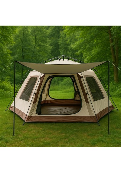 8-10 Kişilik Otomatik 4 Mevsim Kamp Çadırı 280x280x155 Cm Su Geçirmez, Hızlı Kurulum, Geniş Alan Genel