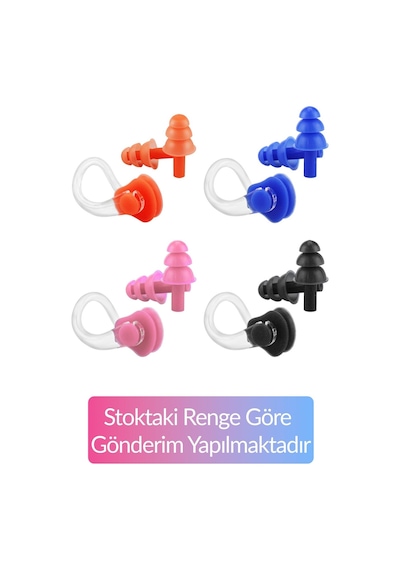 Yüzücü Silikon Kulak Burun Tıkacı Yüzme Su Geçirmez Kulak Tıpası Burun Klipsi Kutulu Siyah