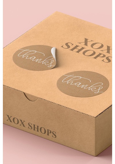 Kraft Beyaz Thanks Sticker 3x3cm St2340 Çok Renkli