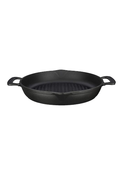 Lava Döküm Yuvarlak Izgara Tava, Metal Kulplu, 32cm, Siyah Genel
