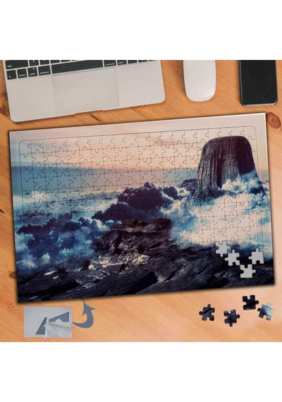 Sisli Kayalık Tabiat Manzarası 240 Parça Puzzle Yapboz Tablo-128