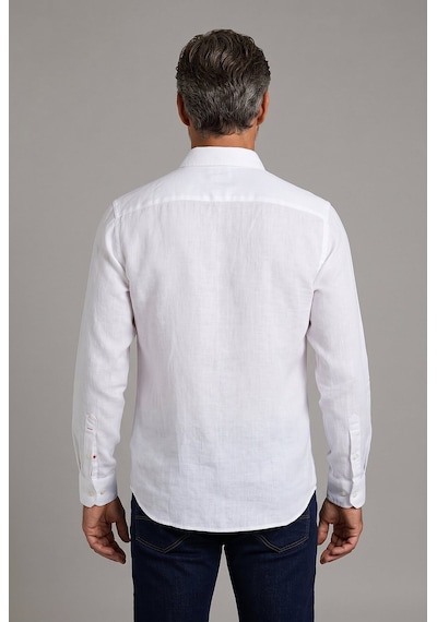 Bisse Beyaz Regular Fit Keten Cepsiz Paşa Yaka Gömlek Gmktn3ps224015 D01