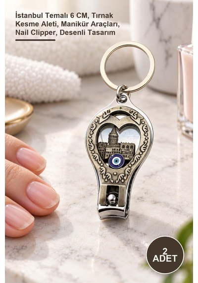 2 Adet Tırnak Makası İstanbul Temalı 6 Cm, Tırnak Kesme Aleti, Manikür Araçları, Nail Clipper, Desenli Tasarım