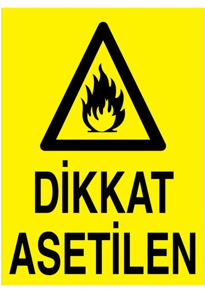 Dikkat Asetilen Uyarı Tabelası - 50x70 Alüminyum Kompozit Panel - Tm24