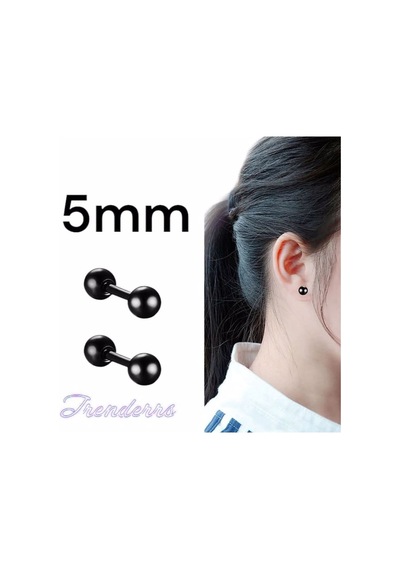 Tezzgelsin Unisex Hipoalerjenik Gothic Punk Paslanmaz Çelik Küpe Siyah
