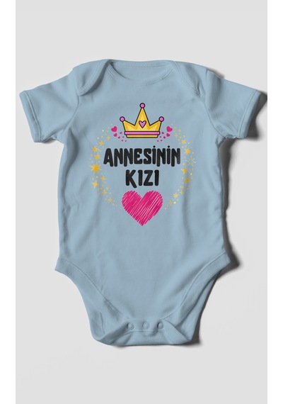 Morivokids Annesinin Kızı Kısa Kollu Bebek Body %100 Pamuk Bebe Mavisi