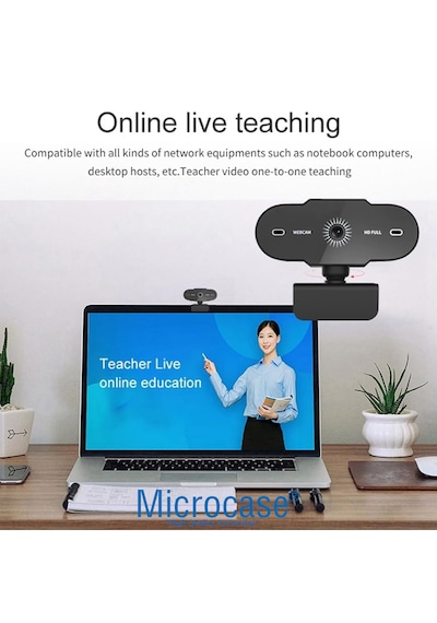 Microcase 1080p 360 Dönerli Mandal Kıskaçlı Full Hd Webcam Kamera Zr807 - Al5149