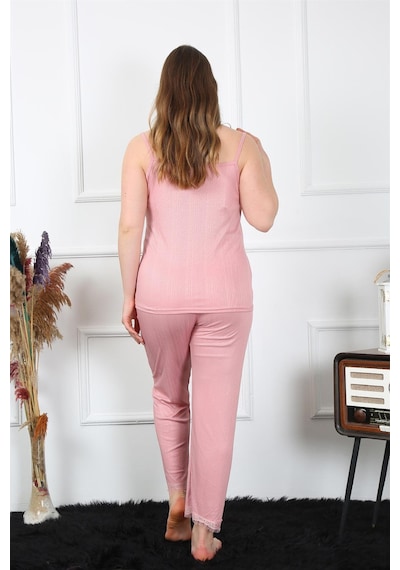 Akbeniz Kadın Büyük Beden Pudra İp Askılı Pijama Takım 202195 Çok Renkli
