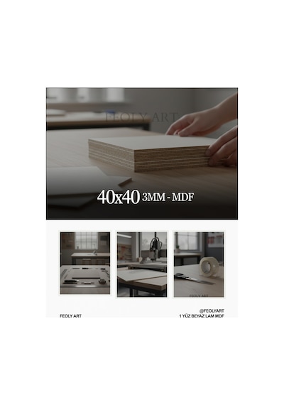 3 Mm 40x40 Mdf Plaka 2 Adet - Hobi, Maket, Ahşap El Sanatları, Pasta Altlığı - 1 Yüz Beyaz Lam Mdf İçin Uygun Beyaz, Kahverengi