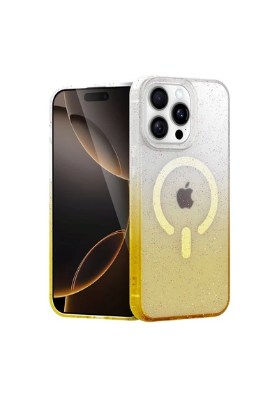 İphone 14 Pro Pummel Shiny Magsafe Kapak - Gold