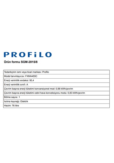 Profilo FXMA455C 76 L Fırın Ankastre Beyaz