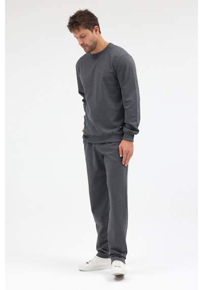 Mmetalic Antrasit Relaxed Fit Bisiklet Yaka Sweatshirt Düz Paça Erkek Eşofman Takımı Mtlce3847