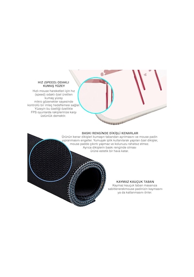 Porge Gaming Mouse Pad 80x30 Mouse Pad Xxl Büyük Oyuncu Ofis Mause Pad Mousepad Sarı - Pembe, 80x30 Cm