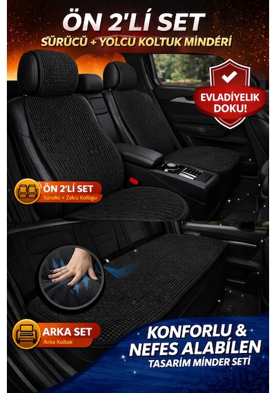 Toyota Avensis 2007 Ve Sonrası Auris Uyumlu Örme Ön 2 Parça Minder Siyah