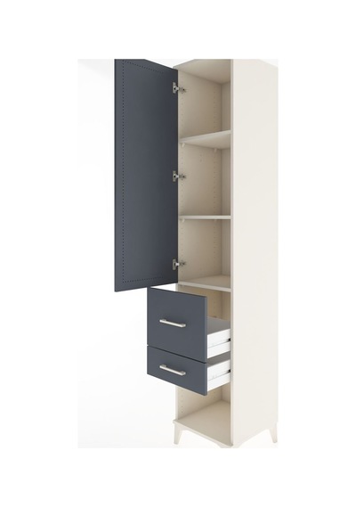 Hyperion Dolap 3 Raflı 2 Çekmeceli Tek Kapaklı 44x44x221 Aytaşı-antrasit Aytası