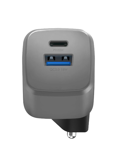 Ampcharge Gan20 20w Type-c Ve 18w Usb 3.0 Çıkışlı Hızlı Şarj Aleti - Koyu Gri