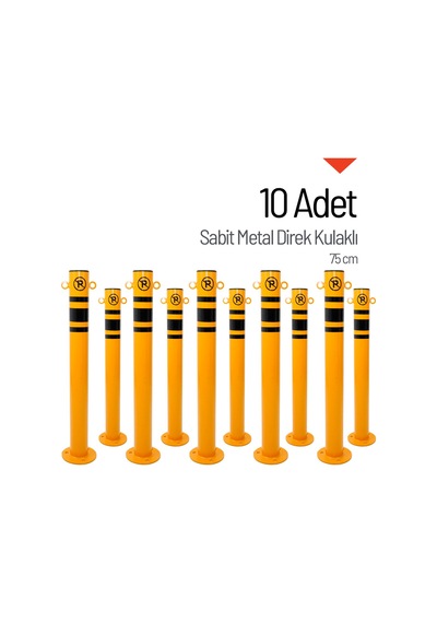 10'lu Sabit Metal Direk Seti Kulaklı, Metal Duba 75 Cm-3590