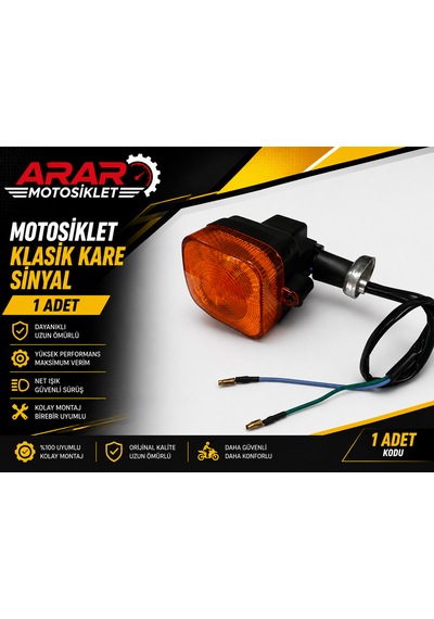 Motosiklet Klasik Kare Sinyal 1 Adet-arr3283