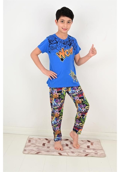 Vitmo erkek çocuk kısa kollu pijama takımı wow model lacivert