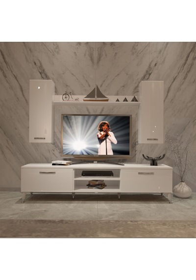 Decoraktiv Eko 7 Mdf Dvd Silver Tv Ünitesi Tv Sehpası Beyaz