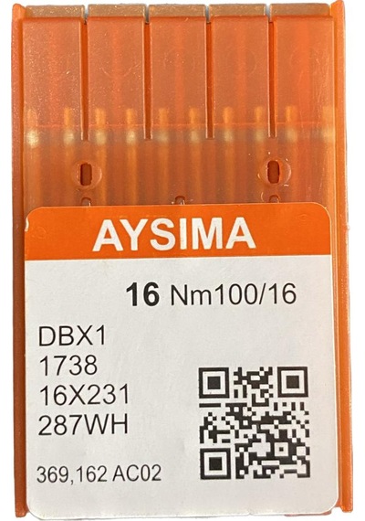 Aysıma Sanayi Tip Düz Dikiş Makina İğnesi İnce Dip Dbx1 Nm100/16