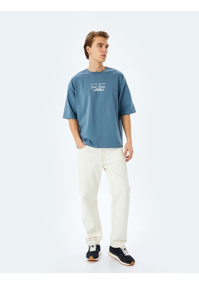 Koton Pamuklu Tok Kumaş Kısa Kollu Bisiklet Yaka Slogan Baskılı Oversize Tişört Mavi 5sam10182hk Mavi Koton Pamuklu Tok Kumaş Kısa Kollu Bisiklet Yaka Slogan Baskılı Oversize Tişört Mavi 5sam10182hk Mavi